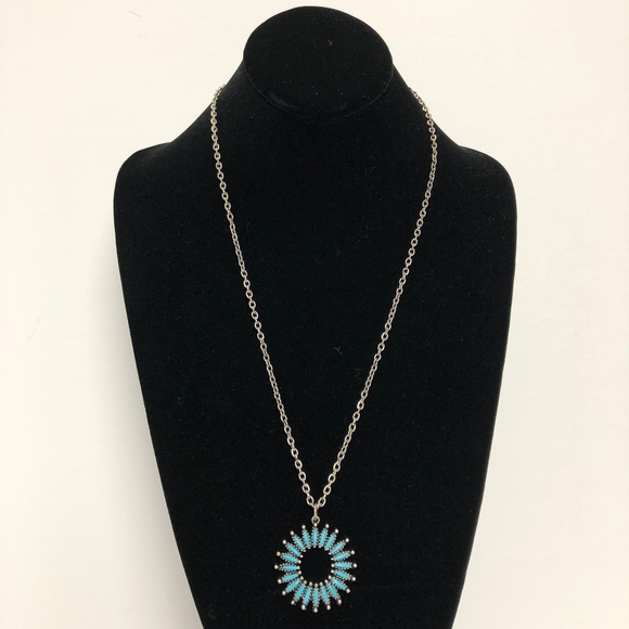 Vintage Turquoise Silver Necklace - Picture 3 of 5